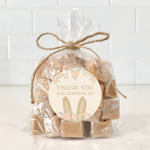 Sticker Rond Le lapin floral de la fille Merci d'anniversaire F