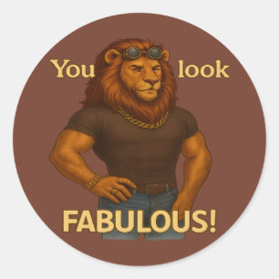 Sticker Rond Le Lion du Roi cool - Fabuleux sans effort