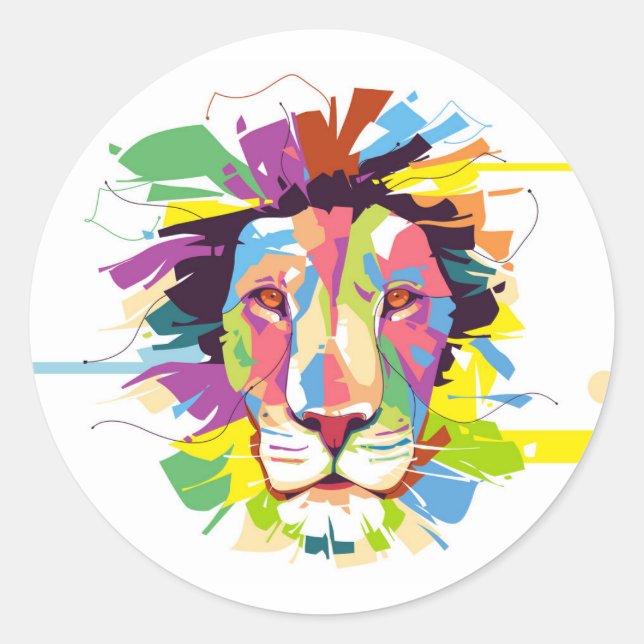 Sticker Rond Le Lion pop art (Devant)