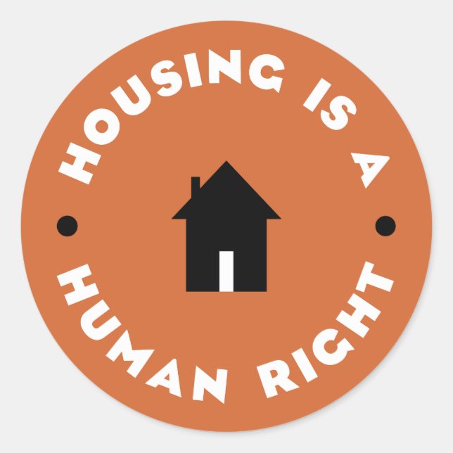 Sticker Rond Le Logement Est Un Droit Humain (Devant)