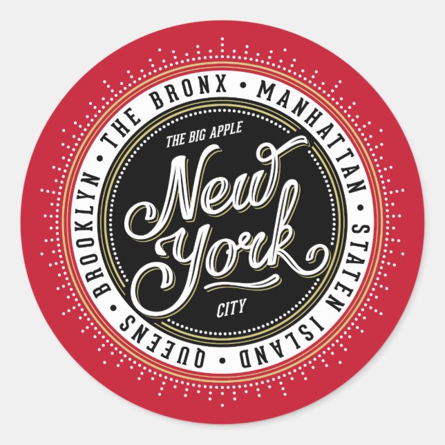 Sticker Rond Le logo Big Apple New York City (Devant)