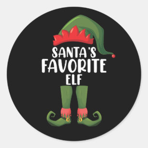 Sticker Rond Le lutin préféré du Père Noël, famille assortie po