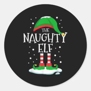 Sticker Rond Le lutin vilain Noël famille appariement Xmas Gro