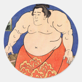Sticker Rond Le lutteur Sumo, Kuniyoshi Utagawa