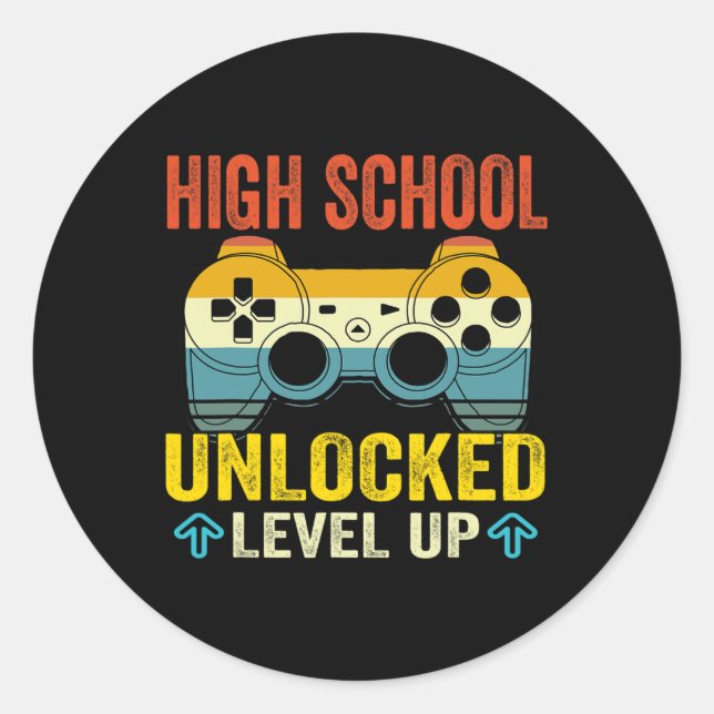 Sticker Rond Le Lycée Déverrouillé Niveau Jusqu'À L'École (Devant)