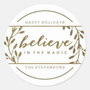 Sticker Rond Le Magic Holiday Gold Wreath
