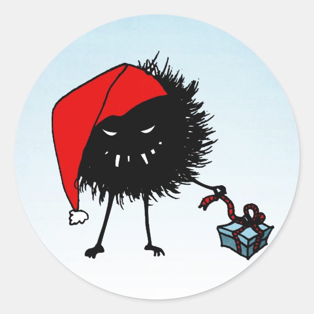 Sticker Rond Le mal Noël bug ouverture présent (Devant)