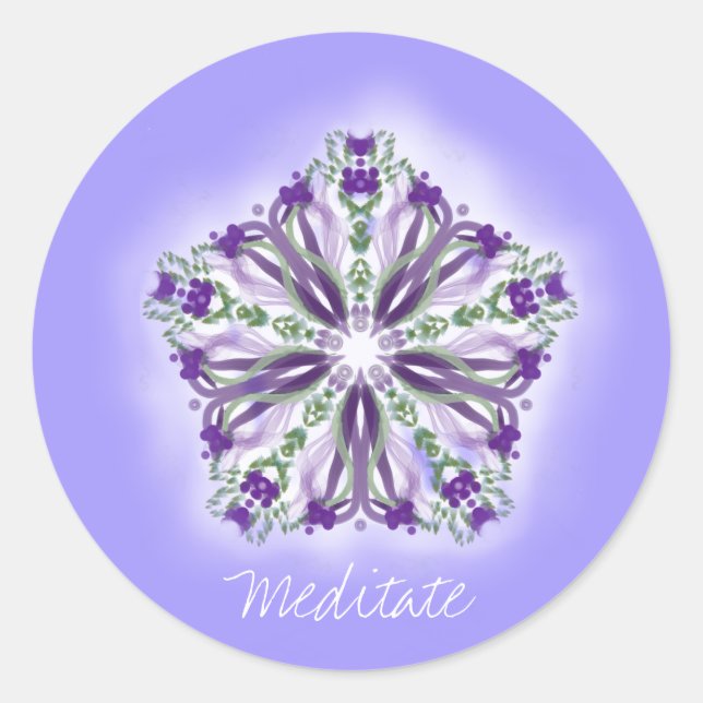 Sticker Rond *~* Le Mandala étoilé pour la méditation Pleine co (Devant)