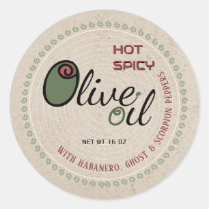 Sticker Rond Le marché de l'huile d'olive chaude et épicée Extr