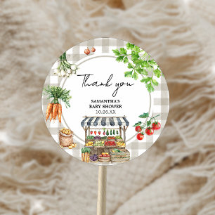 Sticker Rond Le marché des agriculteurs Baby shower cultivé loc