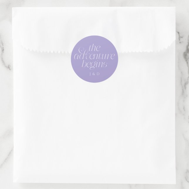 Sticker Rond Le Mariage Commence Violet (Sac)
