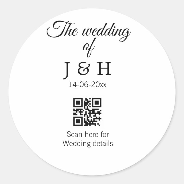 Sticker Rond Le mariage d'ajouter le nom de couple QR code scan (Devant)