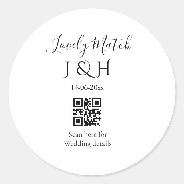 Sticker Rond Le mariage d'ajouter le nom de couple QR code scan (Devant)