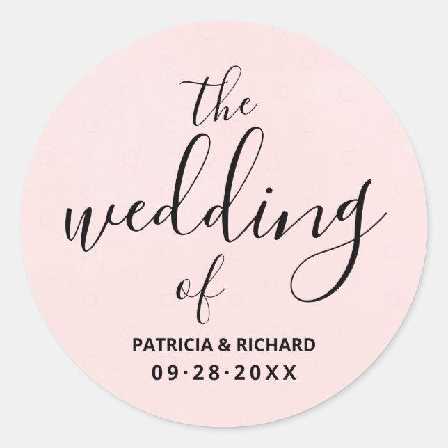 Sticker Rond Le Mariage De Rose Blush Mariage (Devant)