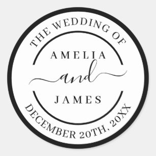 Sticker Rond Le Mariage de Script Moderne