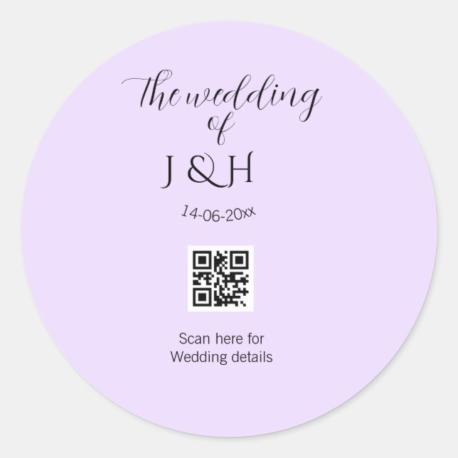 Sticker Rond Le mariage du nom du couple détail du scan du code (Devant)