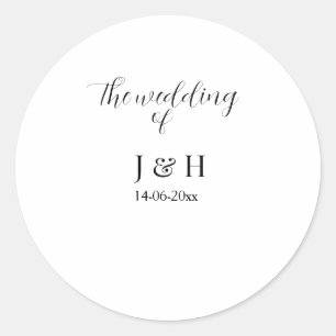 Sticker Rond Le mariage du nom du couple simple date minimale