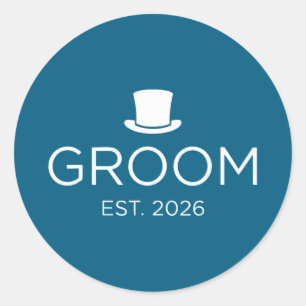 Sticker Rond Le marié est 2026 monsieur marié partie de mariage