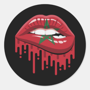 Sticker Rond Le Maroc lèvres drapeau de la racine de fierté