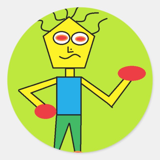 Sticker Rond le mec excité (Devant)