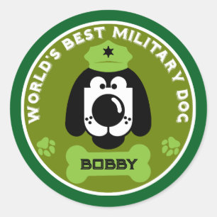 Sticker Rond Le meilleur chien militaire du monde