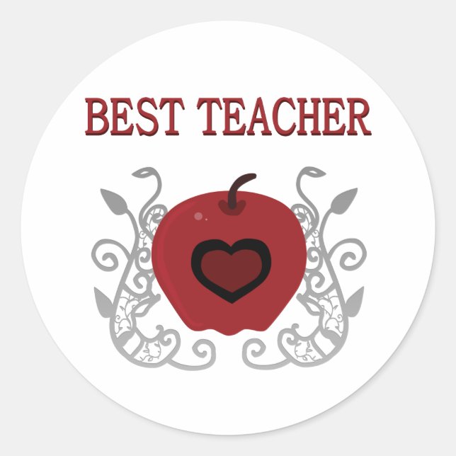 Sticker Rond Le meilleur rouge Apple de professeur (Devant)