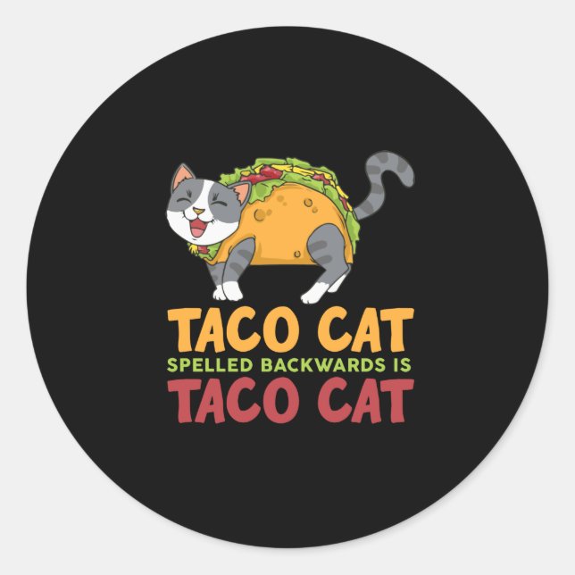 Sticker Rond Le Meilleur Taco Chat Écrit À L'Arrière Est Taco C (Devant)