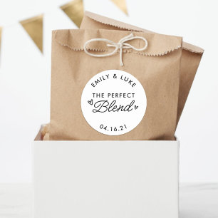 Sticker Rond Le Mélange Parfait B&W Coffee Wedding Favoriser