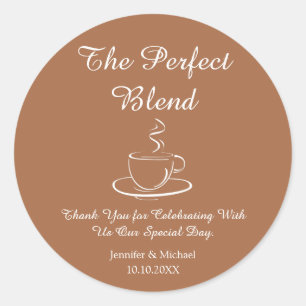 Sticker Rond le mélange parfait, mariage merci café brun