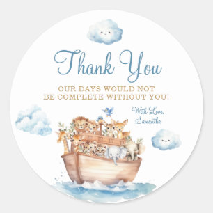 Sticker Rond Le Merci de Baby shower d'arche du mignon garçon N