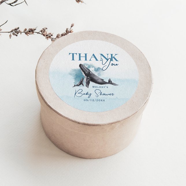 Sticker Rond Le Merci de Baby shower de l'océan rustique modern (Créateur téléchargé)