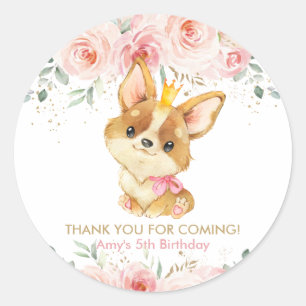 Sticker Rond Le Merci de Chien  de Chien Coquelicot De Corgi Ro