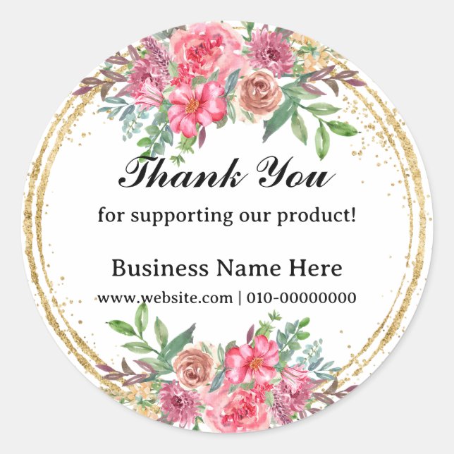 Sticker Rond Le Merci De Foliage Pour Soutenir Les Entreprises  (Devant)