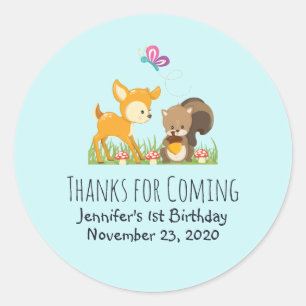 Sticker Rond Le Merci de la fête du dessin animé du joli bois