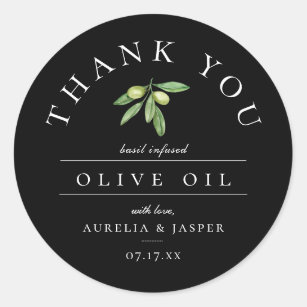 Sticker Rond Le Merci d'huile d'olive en faveur du noir