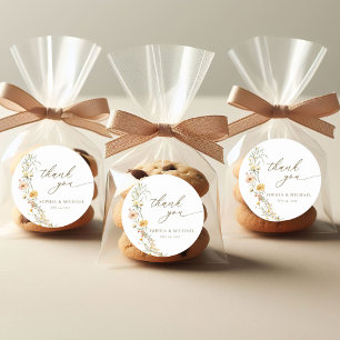 Sticker Rond Le Merci Fleur sauvage Jaune élégant favorise