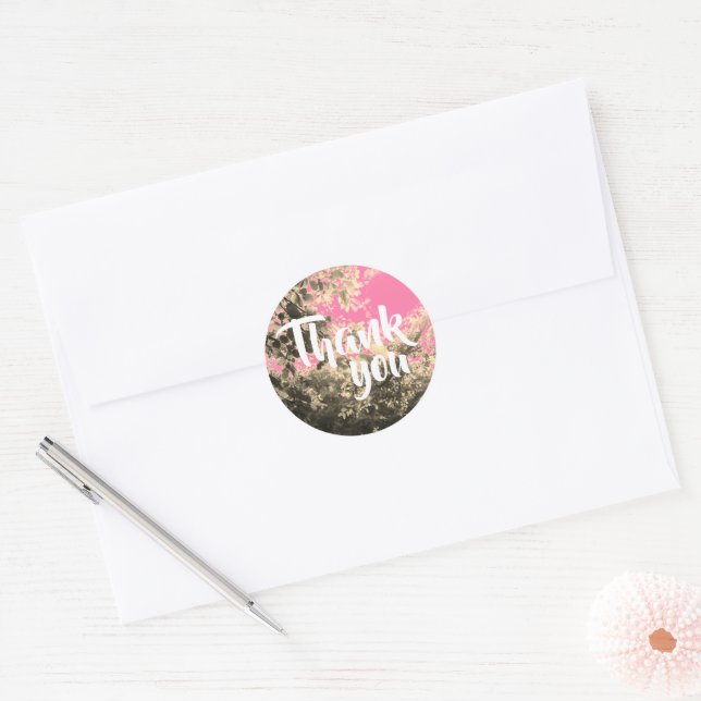Sticker Rond Le Merci magenta de la nature (Enveloppe)