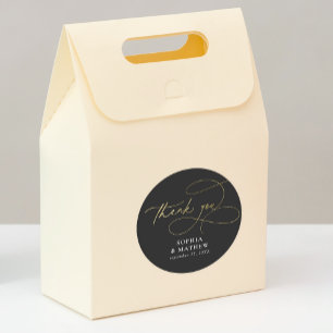 Sticker Rond Le Merci moderne Black Gold Flourish Favoriser