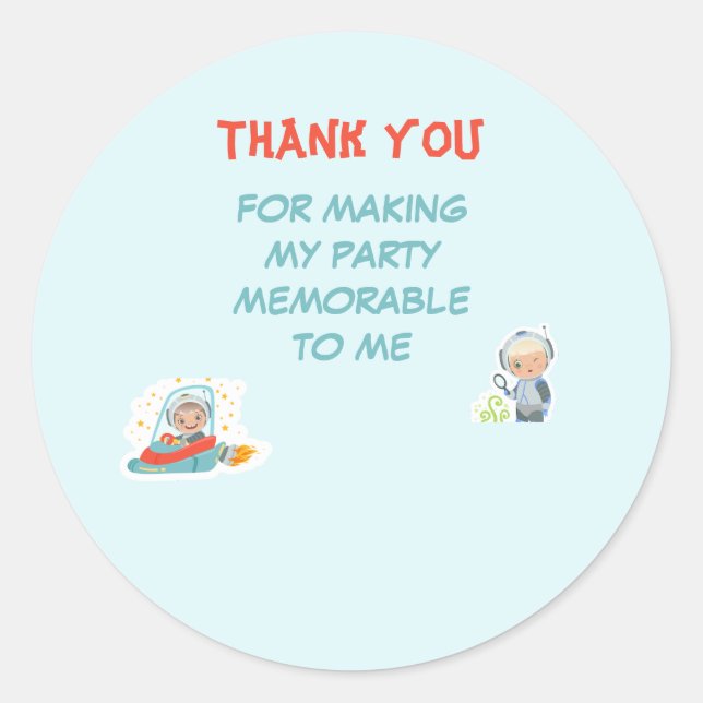 Sticker Rond Le Merci qui rend ma fête mémorable (Devant)
