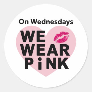 Sticker Rond Le Mercredi Nous Portons Pink Funny Valentine