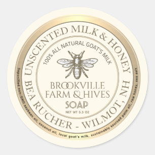 Sticker Rond Le miel et le savon au lait du beekeeper