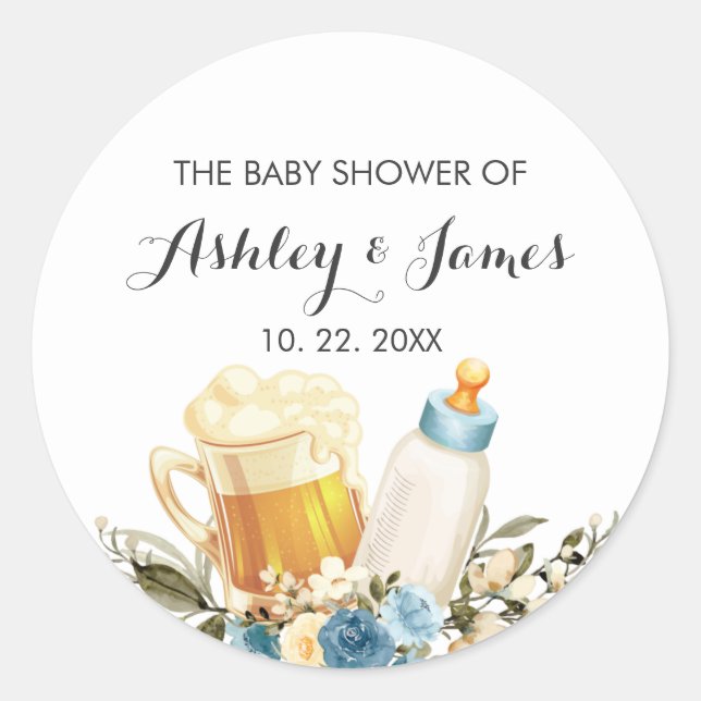 Sticker Rond Le mignon bébé garçon brasse le Baby shower des Ch (Devant)