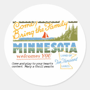 Sticker Rond Le Minnesota - terre des lacs ten Thousand