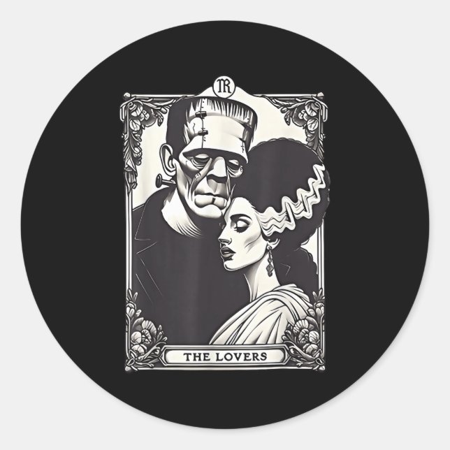 Sticker Rond Le Monster Frankenstein Et Marier Les Amateurs Tar (Devant)