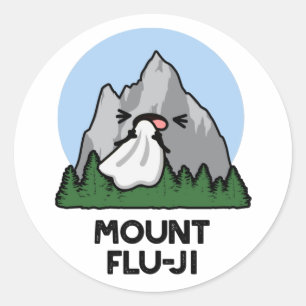 Sticker Rond Le Mont Flu-ji Funny Mountain Pun
