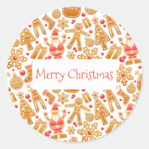 Sticker Rond Le Motif de Noël du Père Noël du Roudolph Snowm