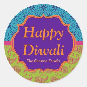 Sticker Rond Le Motif indien coloré Diwali Party est favorable