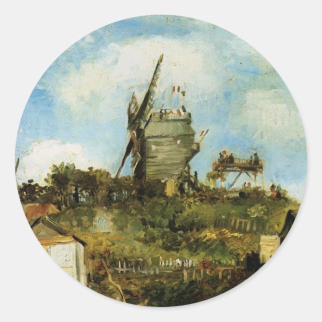 Sticker Rond Le Moulin de la Galette par Vincent van Gogh (Devant)