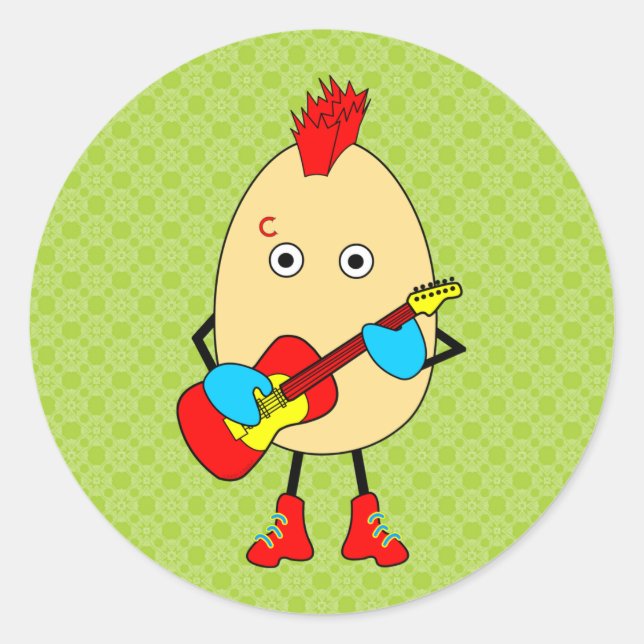Sticker Rond Le musicien de rock Egghead (Devant)