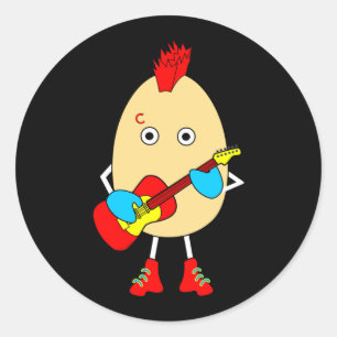 Sticker Rond Le musicien de rock Egghead